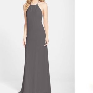 Amsale ‘Jordan’ open back halter gown